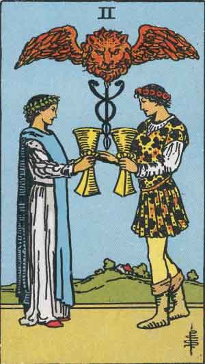 Two of Cups tarot card from the Path of Light deck