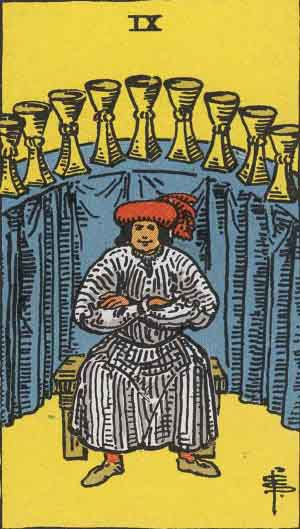 Nine of Cups tarot card from the Path of Light deck