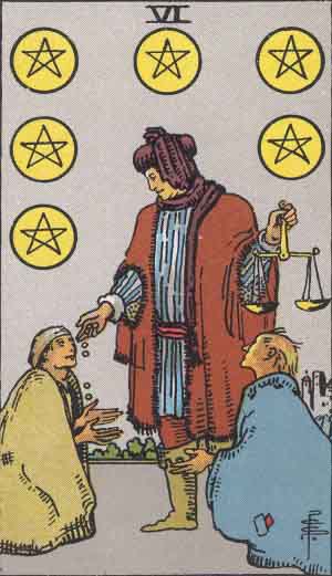 Six of Pentacles tarot card from the Path of Light deck