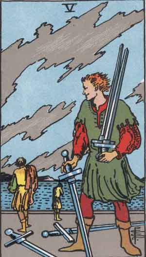 Five of Swords tarot card from the Path of Light deck