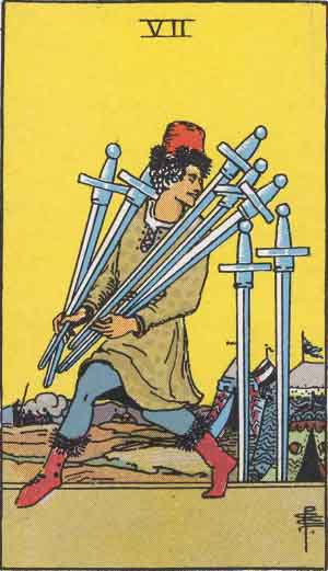 Seven of Swords tarot card from the Path of Light deck