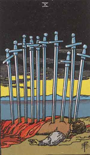 Ten of Swords tarot card from the Path of Light deck