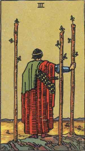 Three of Wands tarot card from the Path of Light deck